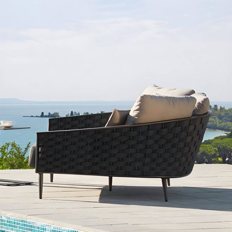 "Modern Metal Frame Outdoor Sofa UV Resistant Patio Sofa with Cushion - 2-Seater Sofa"