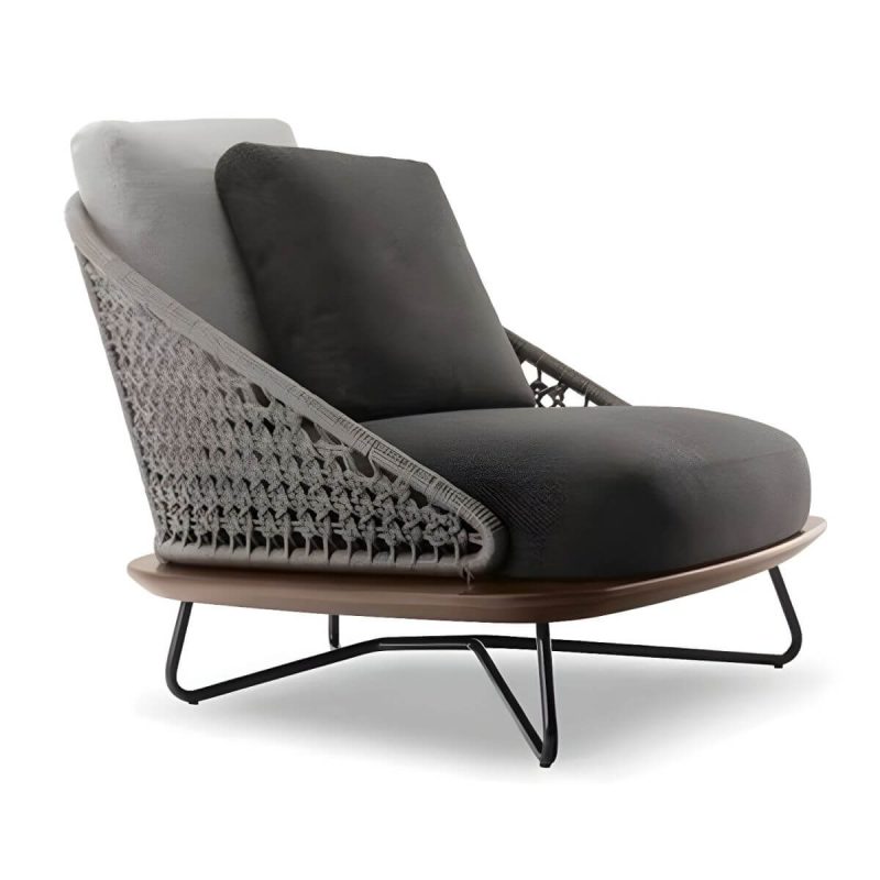 "Modern Black Metal Modular Design Sofa with Waterproof Cushions - 1-Seater Sofa"