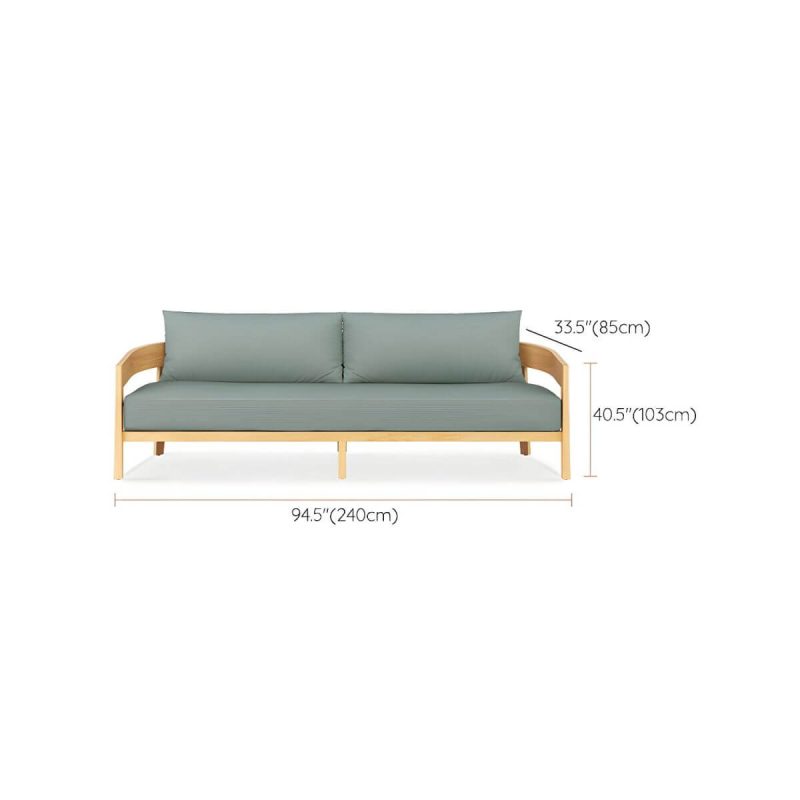 "Dimension of Wood Frame Outdoor Sofa Water and UV Resistant Patio Sofa with Cushion - 3-Seater Sofa"
