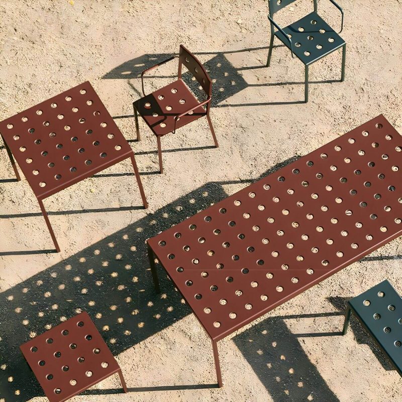 "Industrial Metal Dining Side Chair Open Back Stacking Outdoor Chair - 4 Piece Set With Arms"