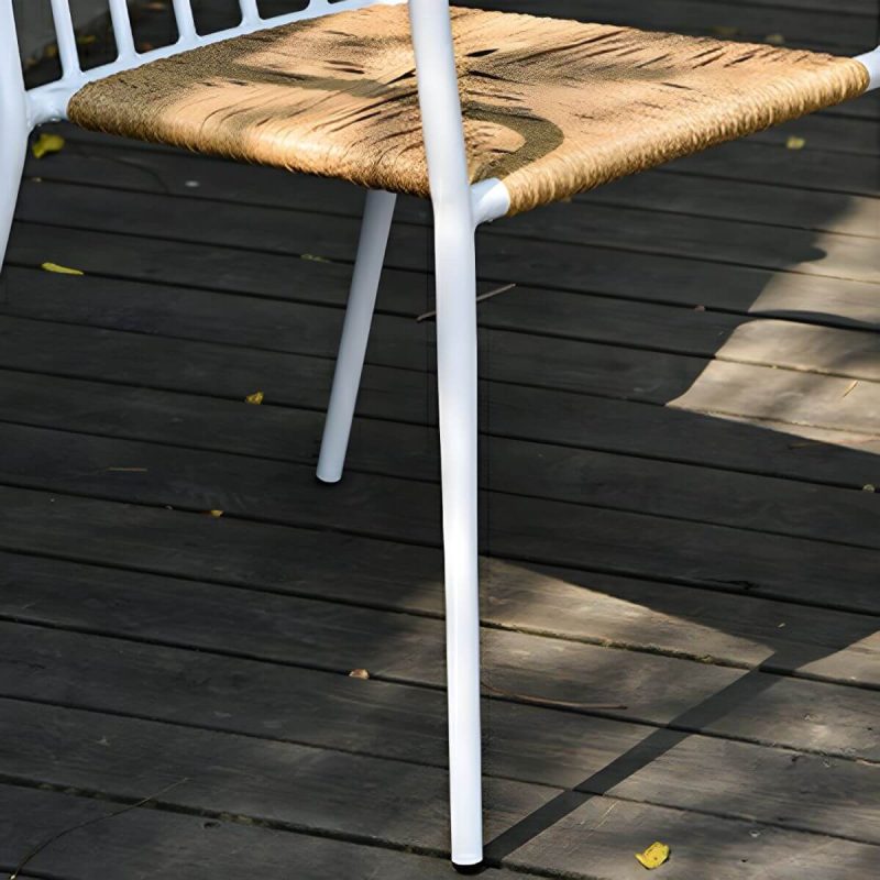 "Tropical Metal Arm Chair with Corrosion Resistant Construction for Outdoor Dining - Black 2 Piece Set"
