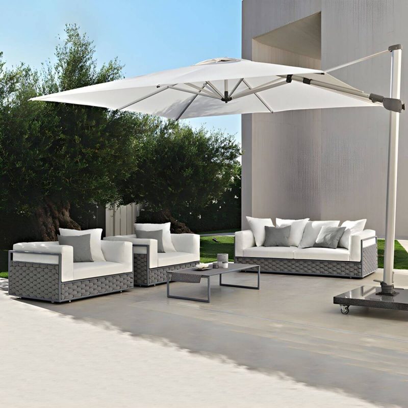 "French Country Style Outdoor Sofa Tuxedo Arm Loveseat in Grey - 78.7"L x 27.6"W x 29.5"H"