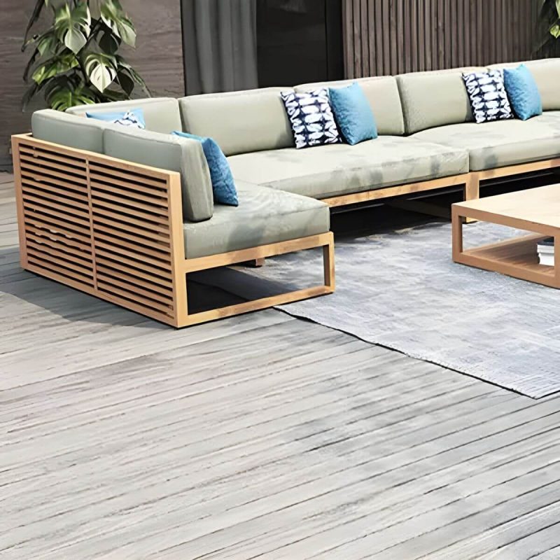 "Contemporary Water Resistant Patio Sofa Solid Wood Outdoor Patio Sofa - Gray 63"L x 33"W x 26"H"