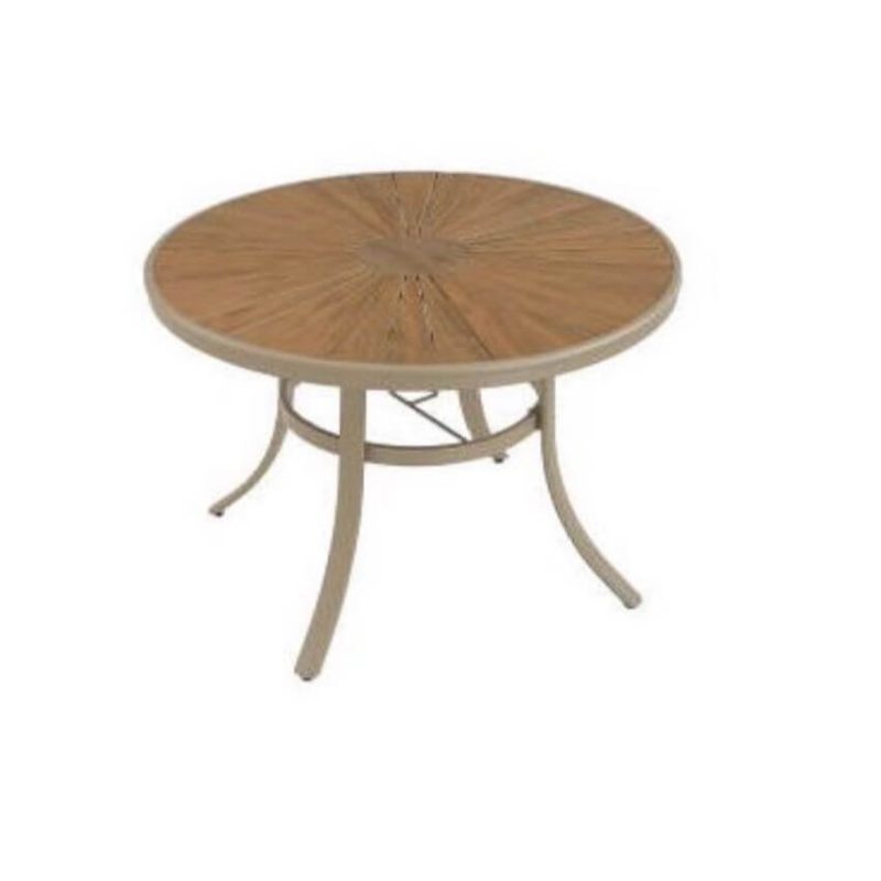 "Trendy Cocoa Aluminum Outdoor Dining Table with a Fixed Rounded Top, 41"L x 41"W x 29"H, Without Chairs"
