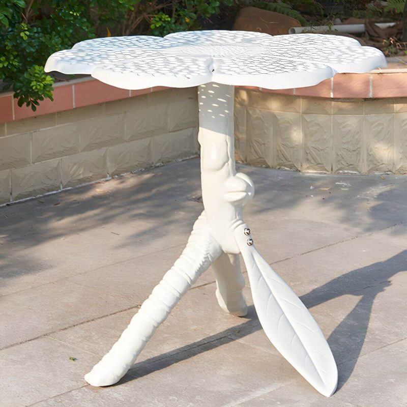 "Aluminum Outdoor Patio Table Industrial UV Resistant Patio Table - White Table Only 29"L x 29"W x 28"H"
