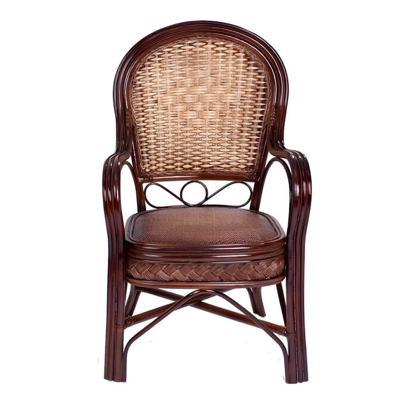 "Traditional 40.55" Height Solid Color Rattan Outdoor Dining Armchair - Burgundy 1 Piece"