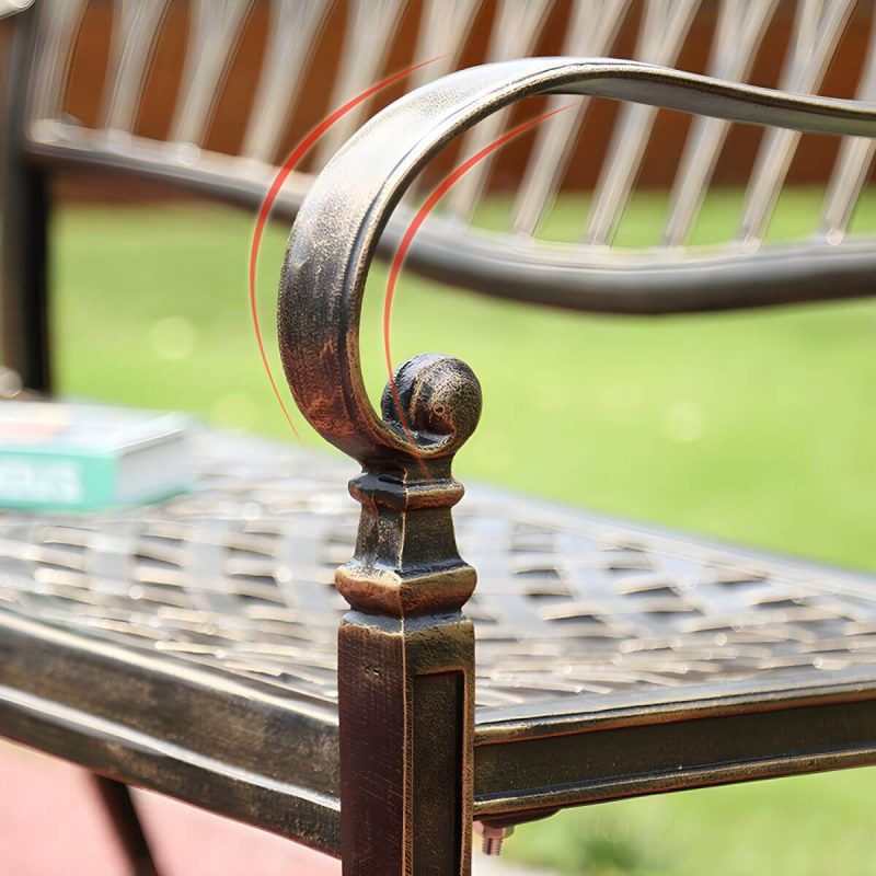 "Modern Metal Garden Bench with Legs Water Resistant for Outdoor - 61"L x 29"W x 37"H"