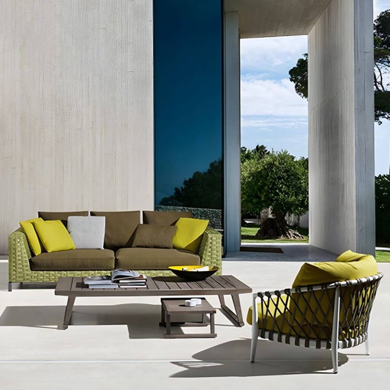 "Contemporary Water Resistant Symmetrical Patio Sofa with Cushions for Outdoor - 2-Seater Sofa"