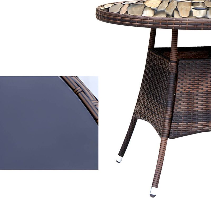 "Industrial Rattan Bistro Table Outdoor Metal Frame Patio Table - Table Only 35.4"L x 35.4"W x 29.5"H Square"
