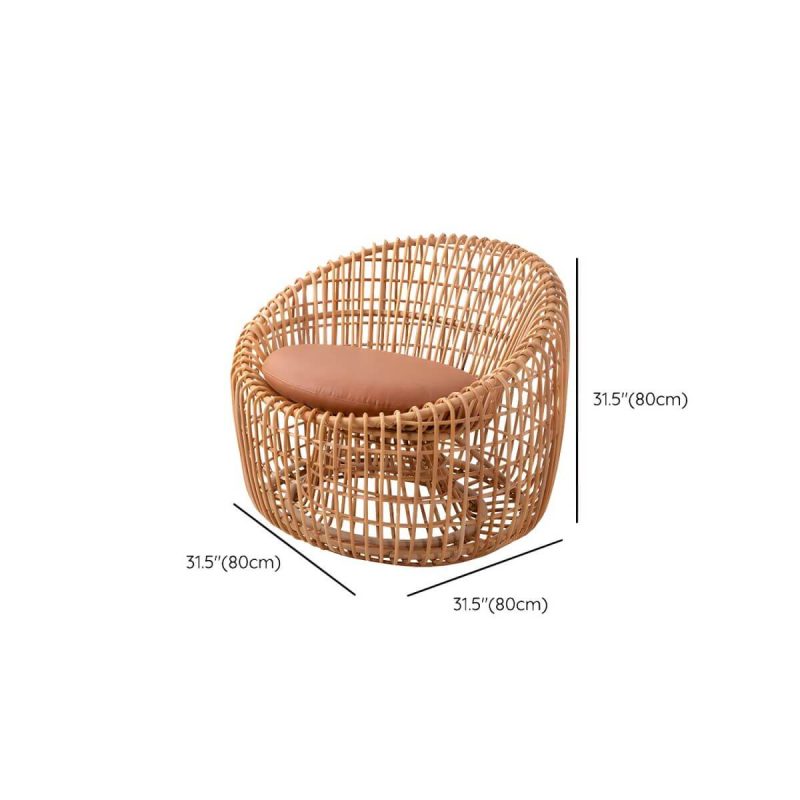 "Dimension of Tropical Rattan Accent Outdoor Patio Sofa with Slipcovered Cushion - 31.5"L x 31.5"W x 31.5"H Round"