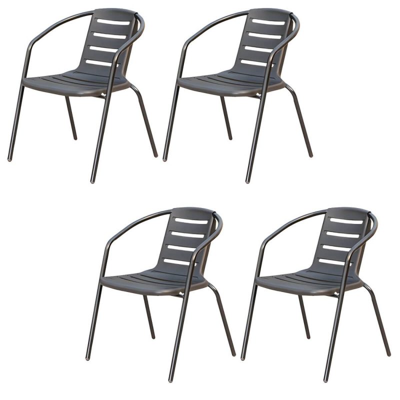 "Stacking Dining Armchair Contemporary Plastic Patio Arm Chair - 20"L x 17"W x 28"H 4 Piece Set"