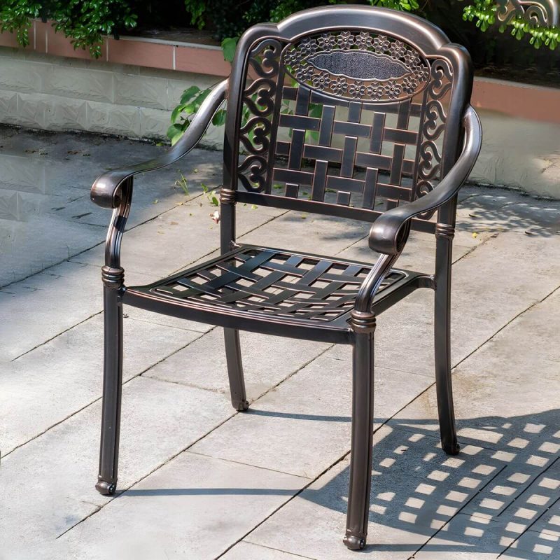 "Traditional Dining Armchair in Bronze With Arm 25.2" Long 35.03" High - 6 Piece Set"