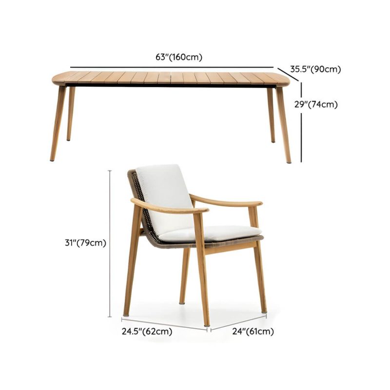 "Dimension of Boho Style Dining Set Solid Wood Rectangular 1/4/6 Pieces Dining Set - Table & Chair(s) 63"L x 35.5"W x 29.1"H 4"