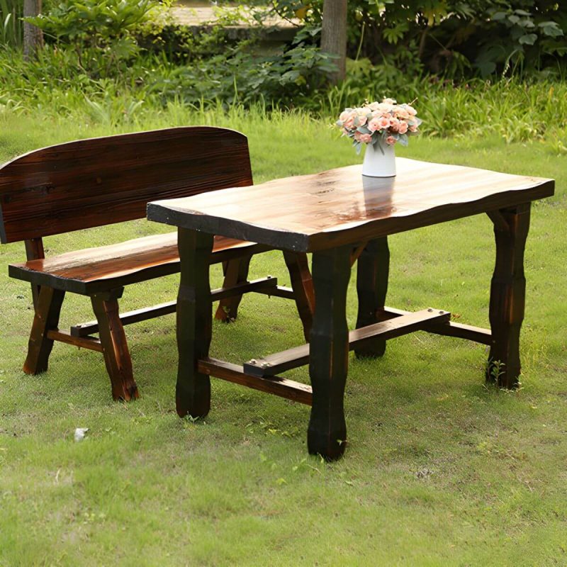 "Rustic Rectangle Balcony Table Solid Wood Accent Table for Patio - 55"L x 24"W x 27.5"H Table Only"