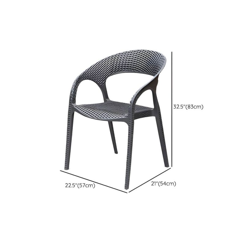 "Dimension of Stacking Dining Armchair Contemporary Plastic Patio Arm Chair - 22"L x 21"W x 33"H 2 Piece Set"