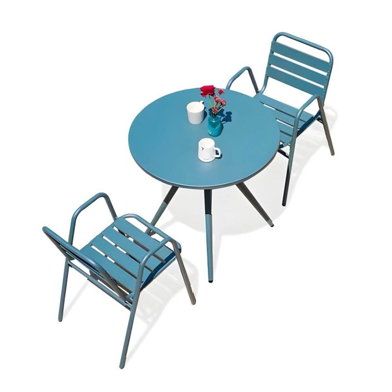 "Traditional Style Patio Table Metal Water Resistant Patio Table - Square Champagne Table Only"