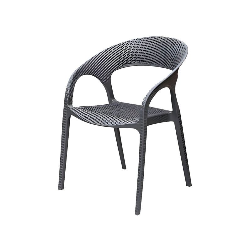 "Stacking Dining Armchair Contemporary Plastic Patio Arm Chair - 22"L x 21"W x 33"H 6 Piece Set"