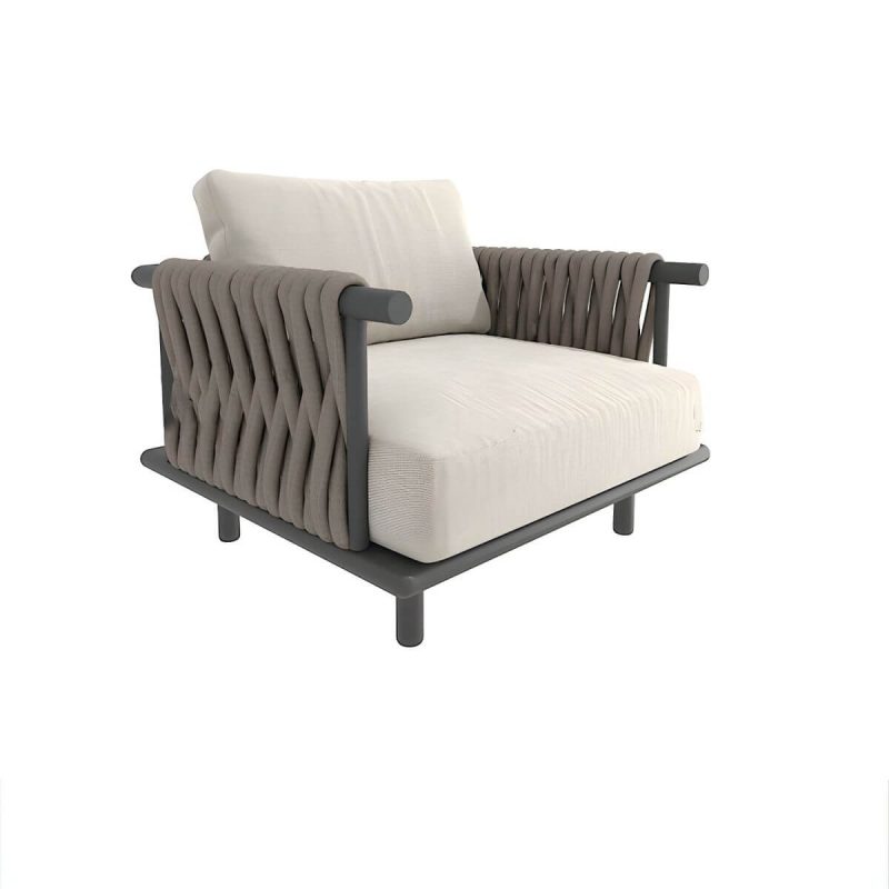 "Black Metal Waterproof Modern Upholstered Sofa with Cushions and Pillow - 1-Seater Sofa"