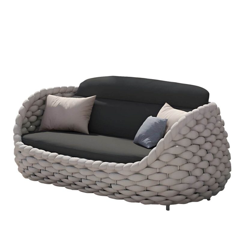 "Modular Gray Metal Modern Sofa with Upholstered Cushions for Versatile Outdoor Seating - 71"L x 33.5"W x 28"H"