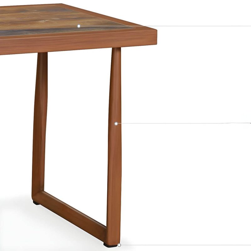 "Wood and Metal Patio Table Wood-Like Rectangle/Square in Brown/White - White 35"L x 28"W x 29"H Table Only"