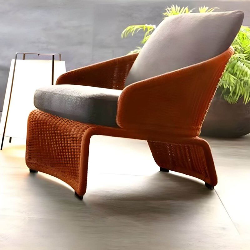 "Modern Gray Metal Frame Light Wood Outdoor Modular Design Sofa with Cushions - 3-Seater Sofa"