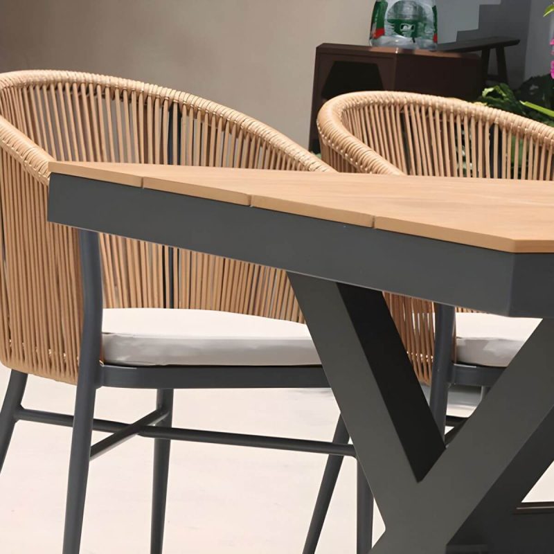 "Mid-Century Modern Dining Table Set with 4 Legs Chair for Outdoors - Table & Chair(s) 63"L x 31"W x 29"H 4"