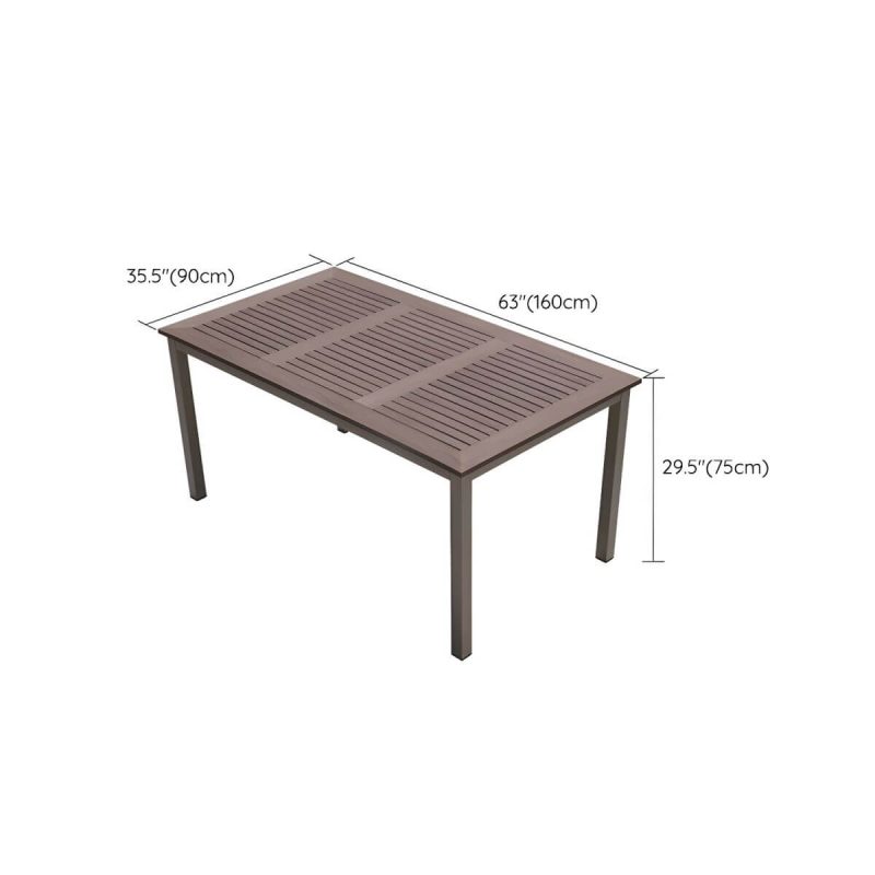 "Dimension of Traditional Patio Table Wood Top Metal Frame Water Resistant Patio Table - 63"L x 35.4"W x 29.5"H Table Only"