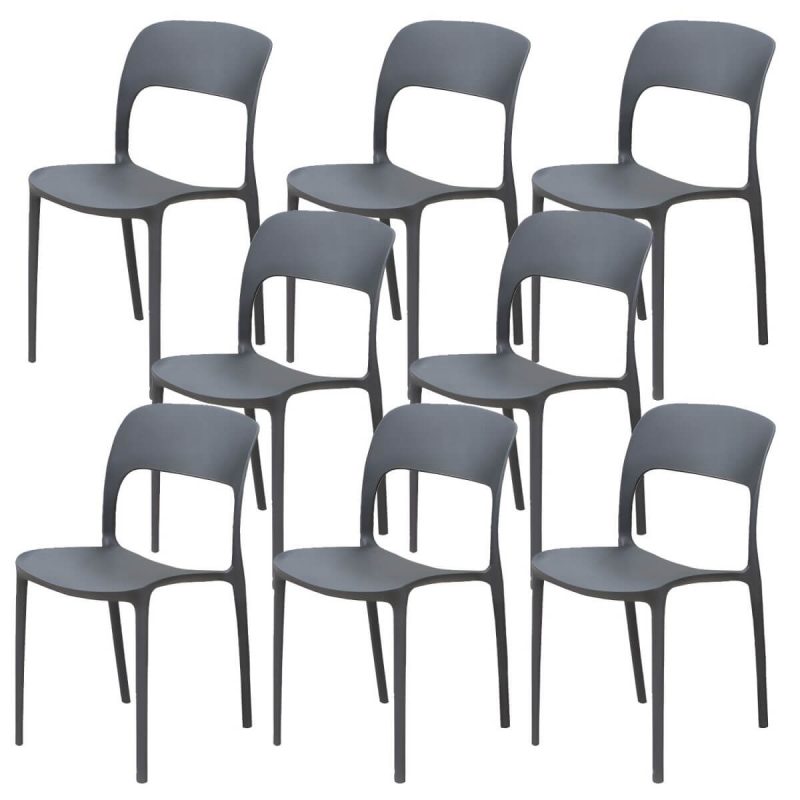 "Stacking Dining Armchair Contemporary Plastic Patio Arm Chair - 16"L x 17"W x 33"H 8 Piece Set"