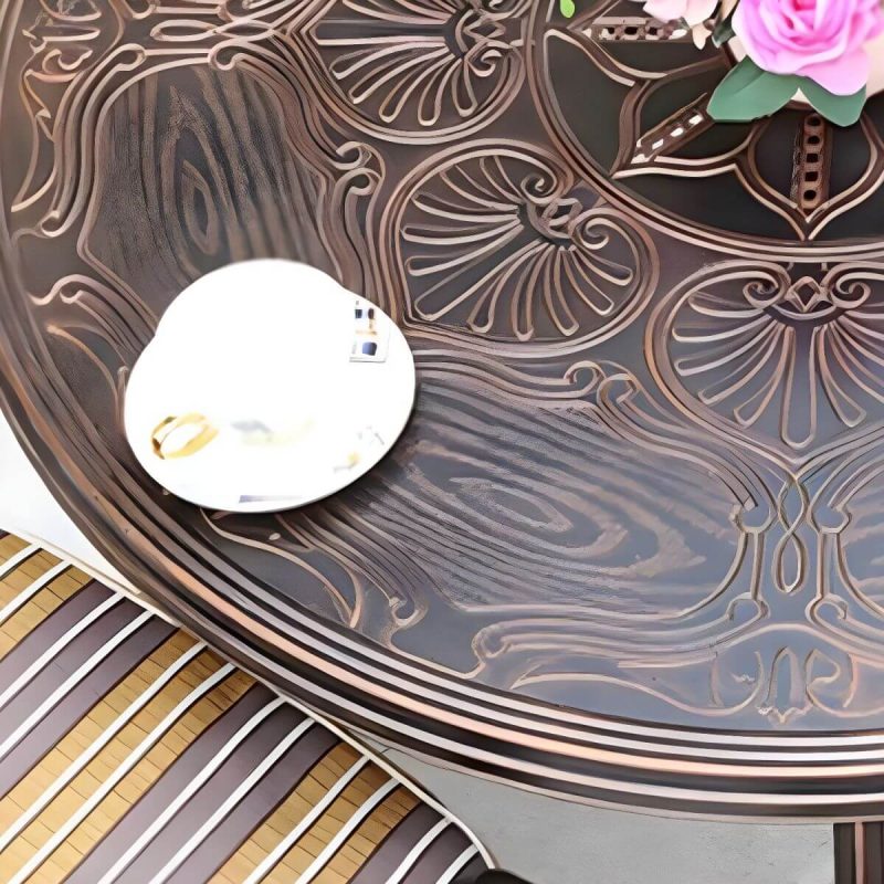 "Bronze Metal Modern Patio Dining Table with 100cm diameter and 73cm height - Table Only"