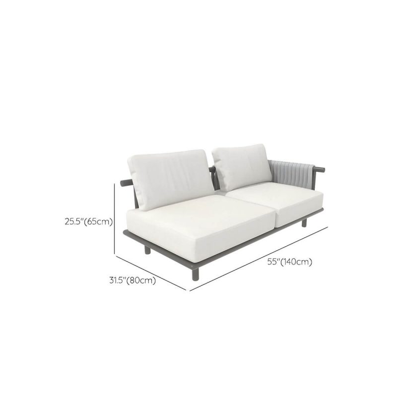 "Dimension of Scandinavian Wood Frame Outdoor Sofa UV Resistant Patio Sofa with Cushion - Left Armrest Double Seat"