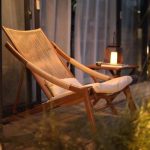 "Reclining Outdoor Arm Chair with Natural Finish in Victorian Style, Foldable"