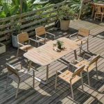"Art Deco Beige Aluminum Patio Dining Table, Without Chairs, 50"L x 35"W x 30"H"
