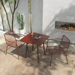 "Scandinavian Outdoor Arm Chair in Green Iron for 2 Chairs, Green"