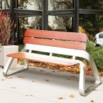 "Medieval Modern Style Park Bench Waterproof with Silver Metal Frame - Brown 71"L x 23"W x 30"H"