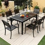 "Black Modern Courtyard Dining Chairs Waterproof and Sun Proof for Outdoor - Black"
