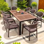"5/7-piece Rectangular Sepia Weatherproof Manufactured Wood Outdoor Dining Set for 4/6 with Chairs - 120 x 80 x 72 cm Table & 4 Chairs"