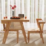 "Rubberwood 3 Piece Set Rectangle White Table Outdoor Dining Set for 2, Mold-inhibiting with Chair, Natural/ White, 31"L x 24"W x 30"H, Desk with 2 Chairs"