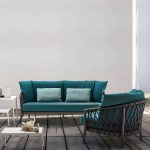 "Contemporary Aluminum Frame Outdoor Sofa Water Resistant Patio Sofa - Foam 2-Seater Sofa"
