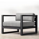"Simplistic Sofa for 2 in Gray, Alloy Frame, UV Resistant with Cushion, 1 Piece, 63"L x 33"W x 24"H"