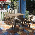 "Brown Solid Wood Patio Table Contemporary Style Rectangular Shape - Table Only"