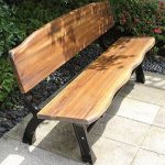 "Modish Garden Bench with Cerulean/Sepia/Natural Finish Lumber Seating and Back - 71"L x 15"W x 29"H Carbonized Color"
