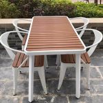 "Industrial Style 9-Piece Dining Set with Medium Wood Table Top and Metal Frame - Desk with 2 Chairs 27.6"L x 27.6"W x 29.5"H Black"