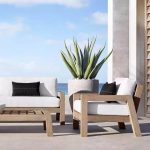 "Simplistic White Wood Sofa for 1 with UV Protection and Cushion, 1 Piece, 1-Seater Sofa"