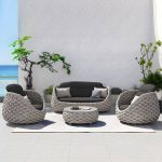 "Modular Gray Metal Modern Sofa with Upholstered Cushions for Versatile Outdoor Seating - 55"L x 33.5"W x 28"H"
