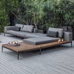 "Modern Metal Frame Waterproof Sofa with Cushions Black Frame and UV Resistant Finish - Double Bed"