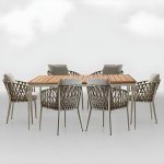 "Modern Dining Side Chair Aluminum Outdoor Bistro Chairs with Arm - Grey 8 Piece Set"