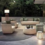 "Outdoor Sofa Conversation Set with Textile Upholstery, White Table, and Olive Green Pillows, 4-Piece Set(2 Chairs & 1 3-person Sofa & 1 Coffee Table)"