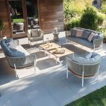 "Contemporary Tropical with Cushions Patio Sofa Water Resistant Outdoor Patio Sofa - Black 29.5"L x 29.5"W x 26"H"