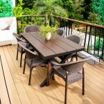 "4 People Patio Dining Set Pileable Uv-proof Chair Rectangle Reclaimed Wood Caramel, Table & 4 Chairs, 59.1"L x 35.4"W x 29.1"H"