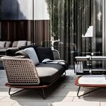 "Sophisticated Modern Black Metal Framed Sofa with Gray Upholstery and Removable Cushions for Women - 3-Seater Sofa"